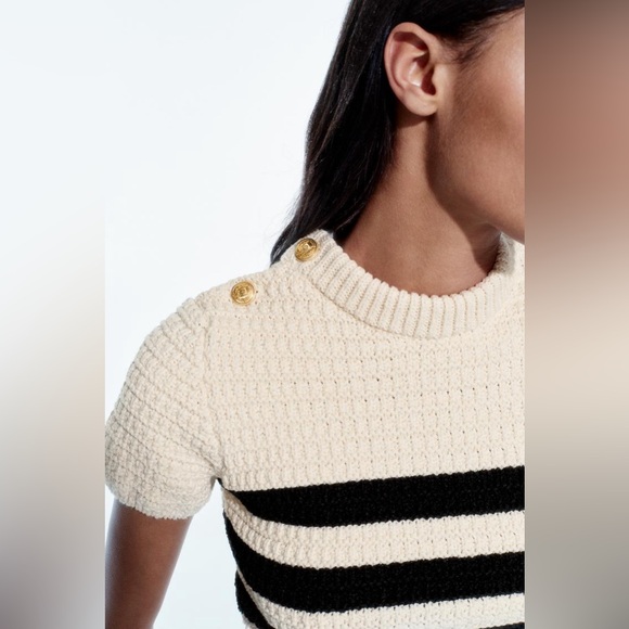 ZARA BLOGGER FAVORITE STRIPED KNIT SWEATER - Picture 5 of 11